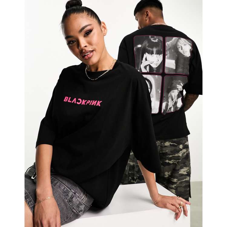 ASOS DESIGN unisex oversized t shirt with Blackpink graphic print in black