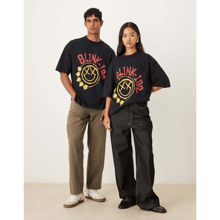 ASOS DESIGN unisex oversized T-shirt with Blink 182 print in black