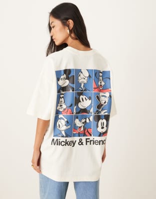 Asos Design Unisex Oversized T-shirt With Disney Mickey Mouse Print In White