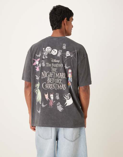 ASOS DESIGN unisex oversized T-shirt with Disney Nightmare Before Christmas prints in washed black