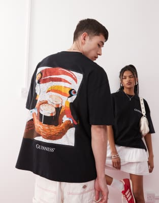 Asos Design Unisex Oversized T-shirt With Guinness Prints In White