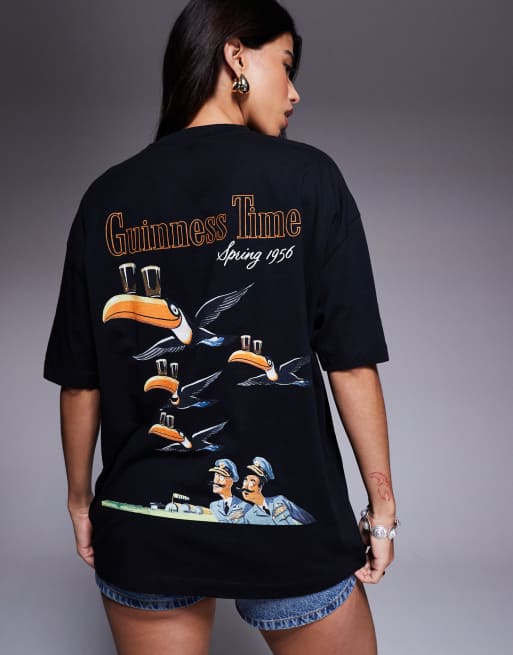 ASOS DESIGN unisex oversized t-shirt with Guinness prints in black, 2 of 4