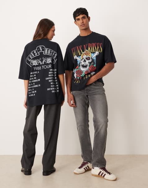 ASOS DESIGN unisex oversized t-shirt with Guns n' Roses prints in black