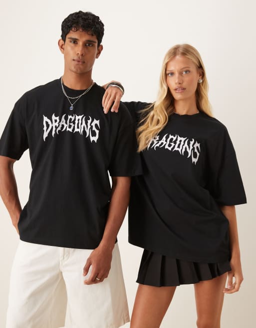ASOS DESIGN unisex oversized t-shirt with How To Train Your Dragon Toothless prints in black, 2 of 4