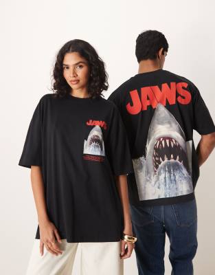 Asos Design Unisex Oversized T-shirt With Jaws Prints In Multi