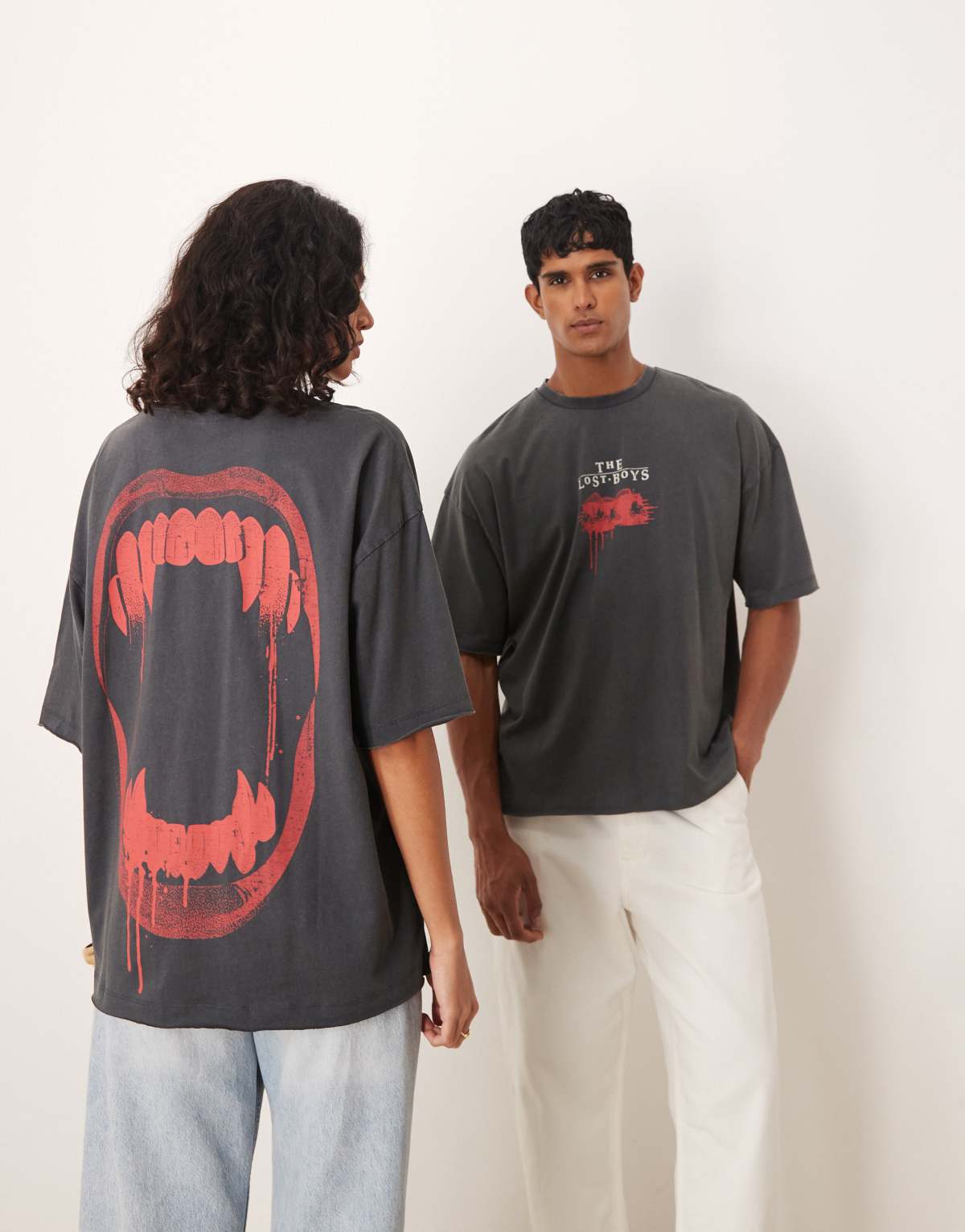 ASOS DESIGN unisex oversized t-shirt with Lost Boys vampire print in black