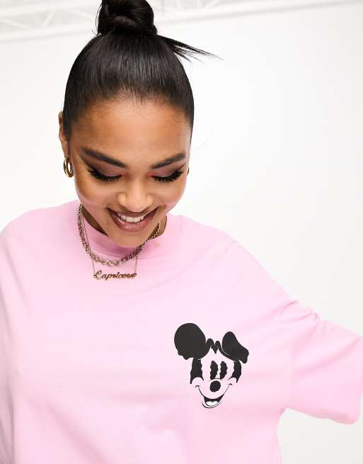 ASOS DESIGN unisex oversized t-shirt with Mickey Mouse print in pink