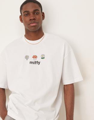 Asos Design Unisex Oversized T-shirt With Miffy Prints In White