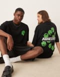 [ASOS DESIGN] ASOS DESIGN unisex oversized t-shirt with Minecraft prints in black S BLACK