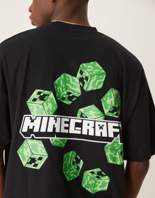 Asos Design Unisex Oversized T-shirt With Minecraft Prints In Black