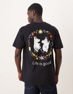 Asos Design Unisex Oversized T-shirt With Moomin Prints In Black