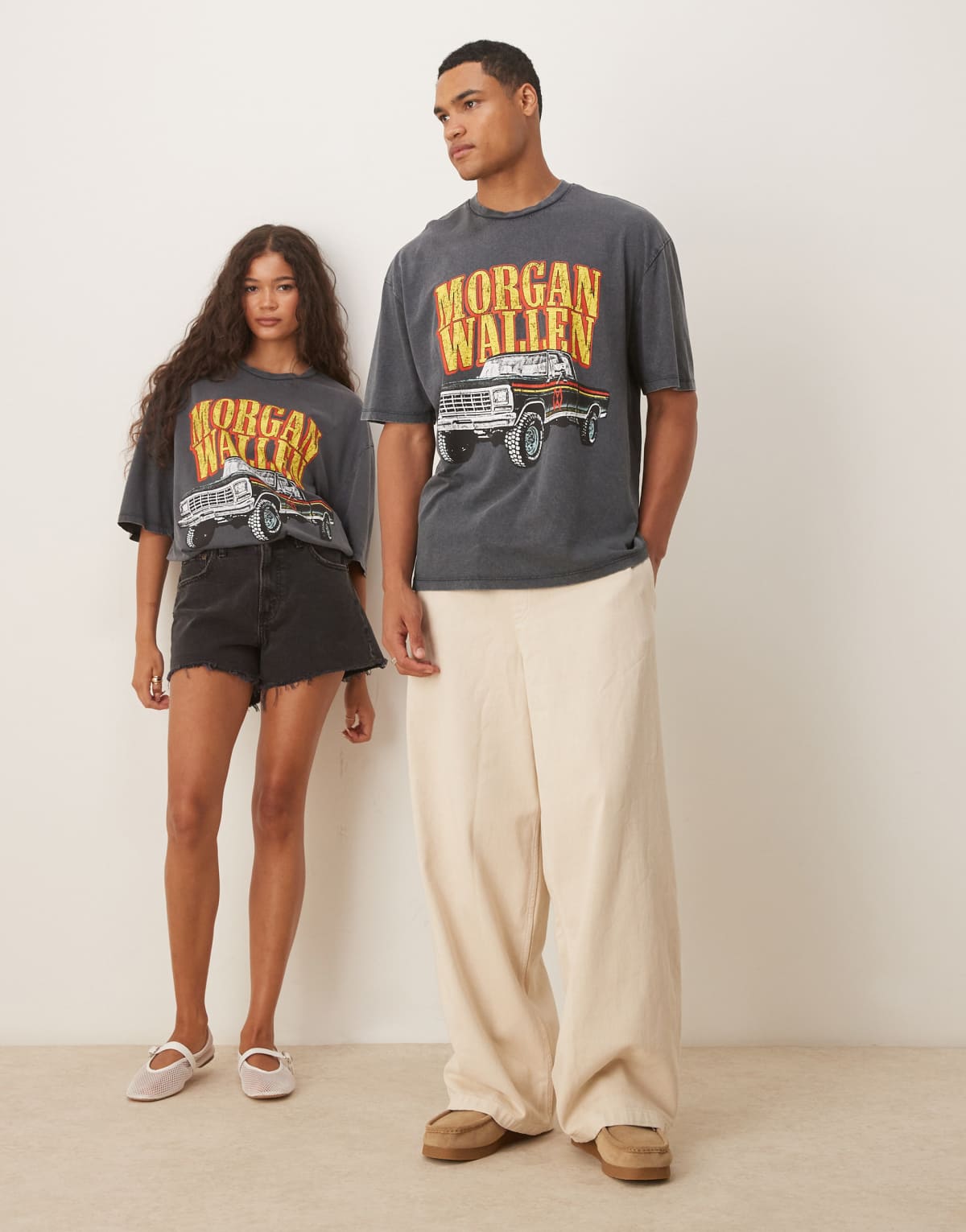 ASOS DESIGN unisex oversized t-shirt with Morgan Wallen prints in washed black