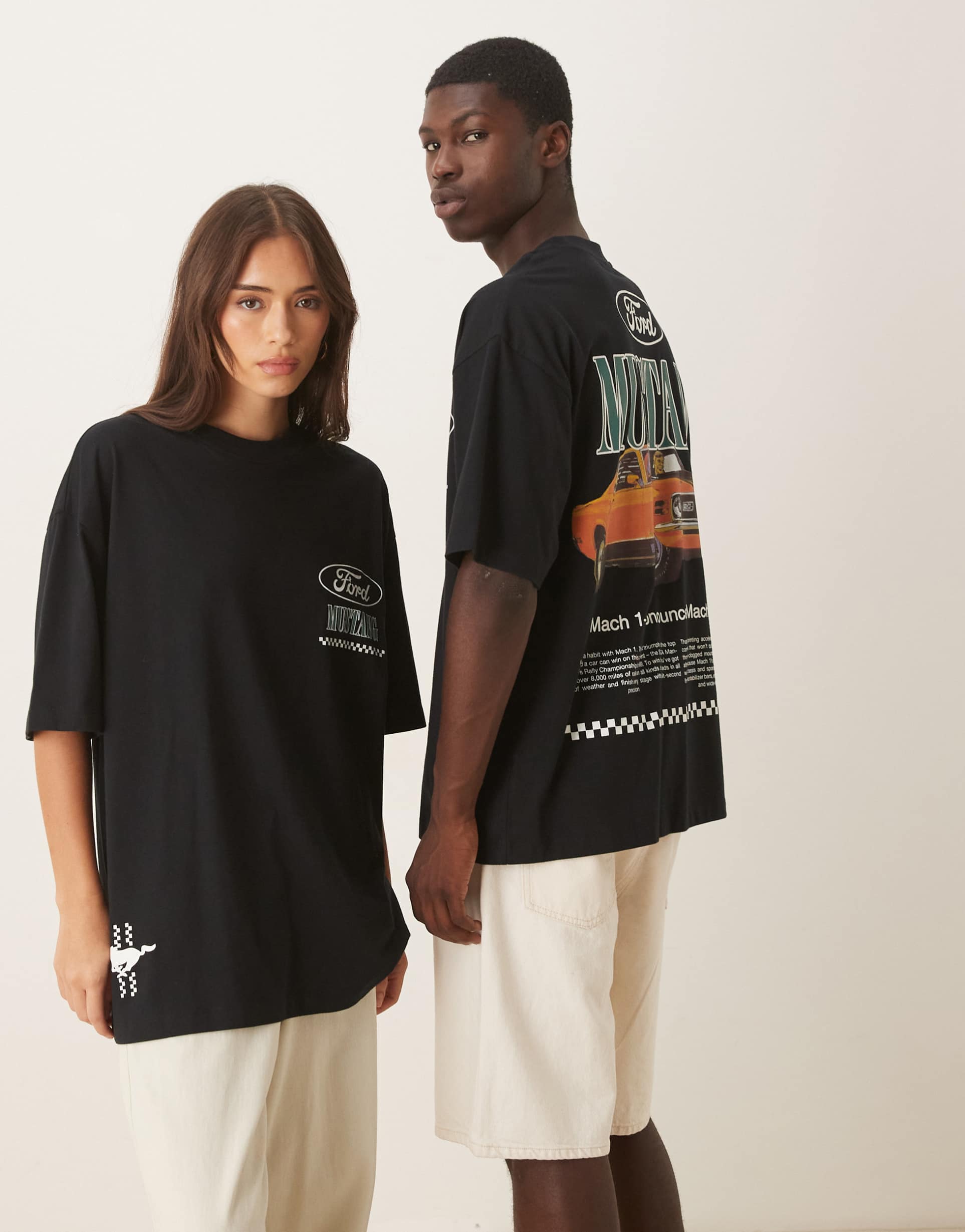 asos design unisex oversized t-shirt with mustang print in black
