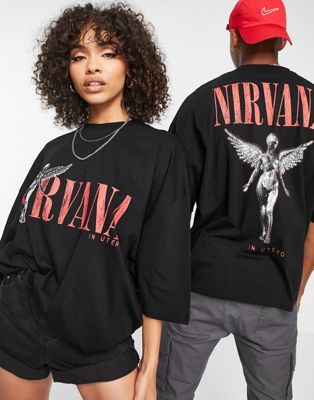 ASOS DESIGN unisex oversized T-shirt with Nirvana print in black