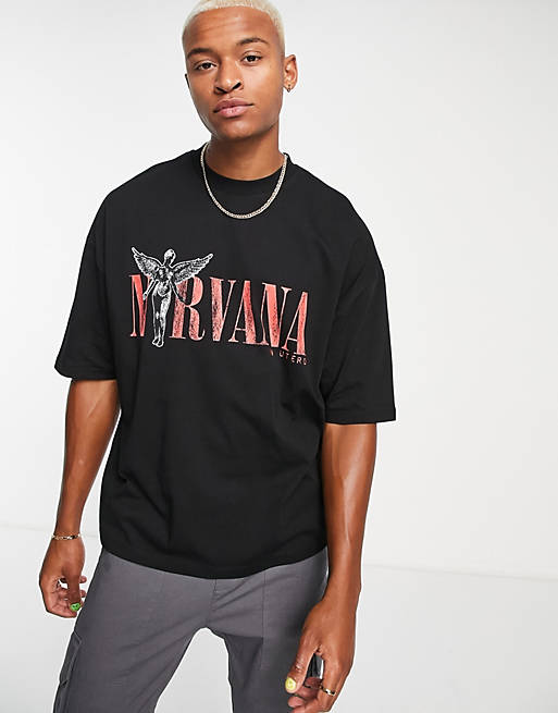 ASOS DESIGN unisex oversized T-shirt with Nirvana print in black | ASOS