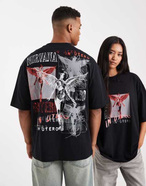 ASOS DESIGN unisex oversized t-shirt with Nirvana print in black