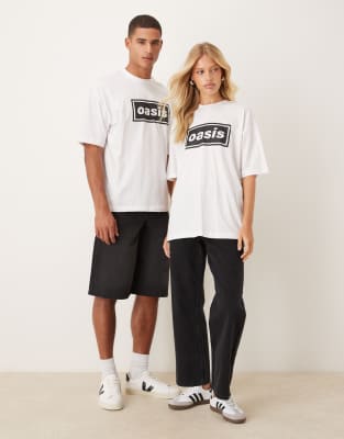 Asos Design Unisex Oversized T-shirt With Oasis Print In White