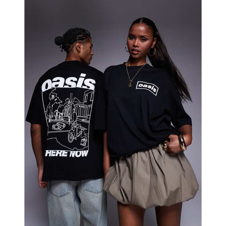 ASOS DESIGN unisex oversized t-shirt with Oasis prints in black ASOS