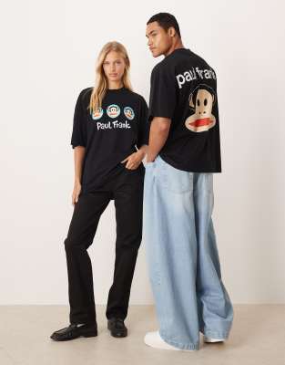 Asos Design Unisex Oversized T-shirt With Paul Frank Prints In Black