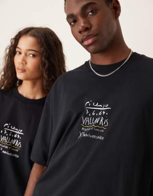 Asos Design Unisex Oversized T-shirt With Picasso Print In Black