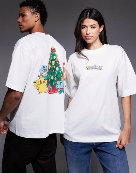 ASOS DESIGN unisex oversized t-shirt with Pokemon print in beige - view 1