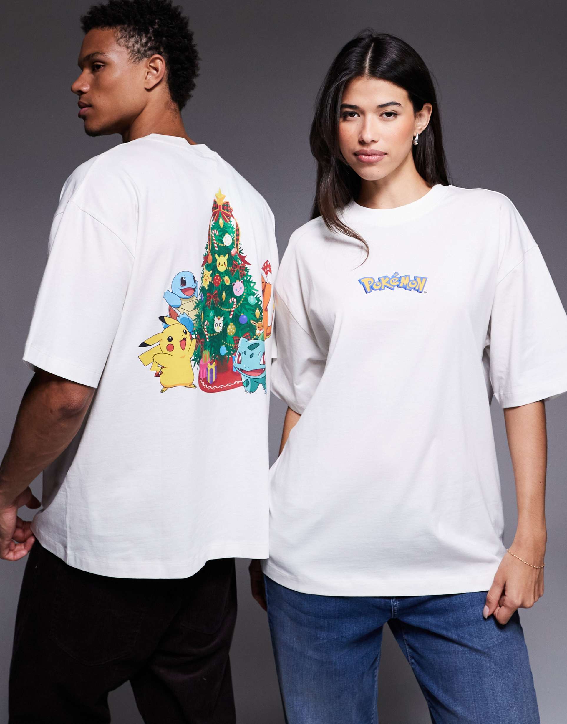 asos design unisex oversized t-shirt with pokemon print in beige