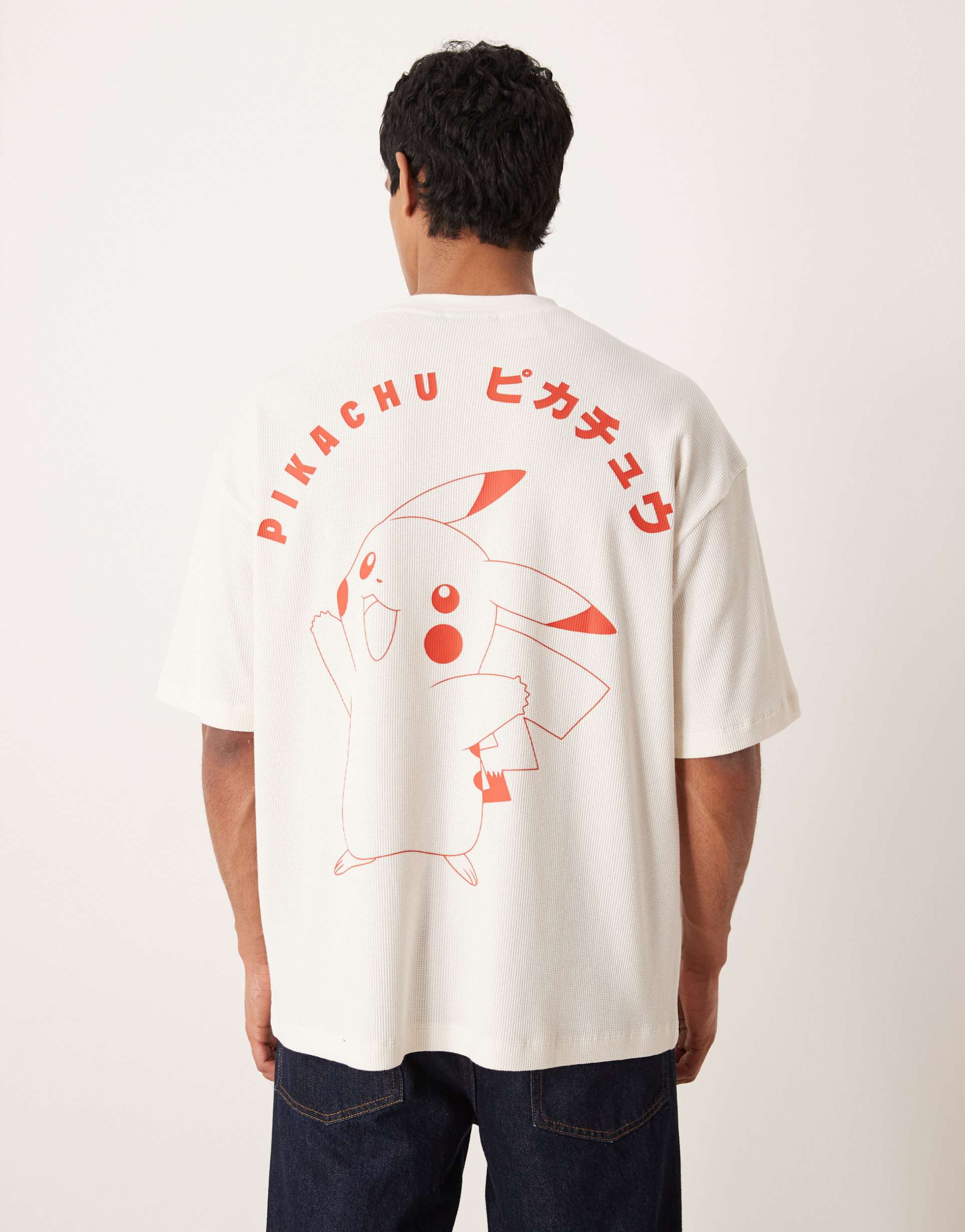 asos design unisex oversized t-shirt with pokemon print in cream