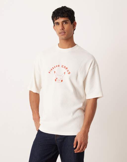 ASOS DESIGN unisex oversized t-shirt with POKEMON print in cream, 3 of 5