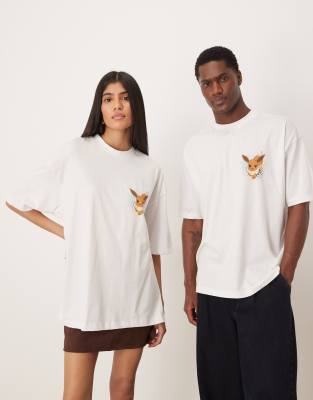 Asos Design Unisex Oversized T-shirt With Pokémon Print In Brown