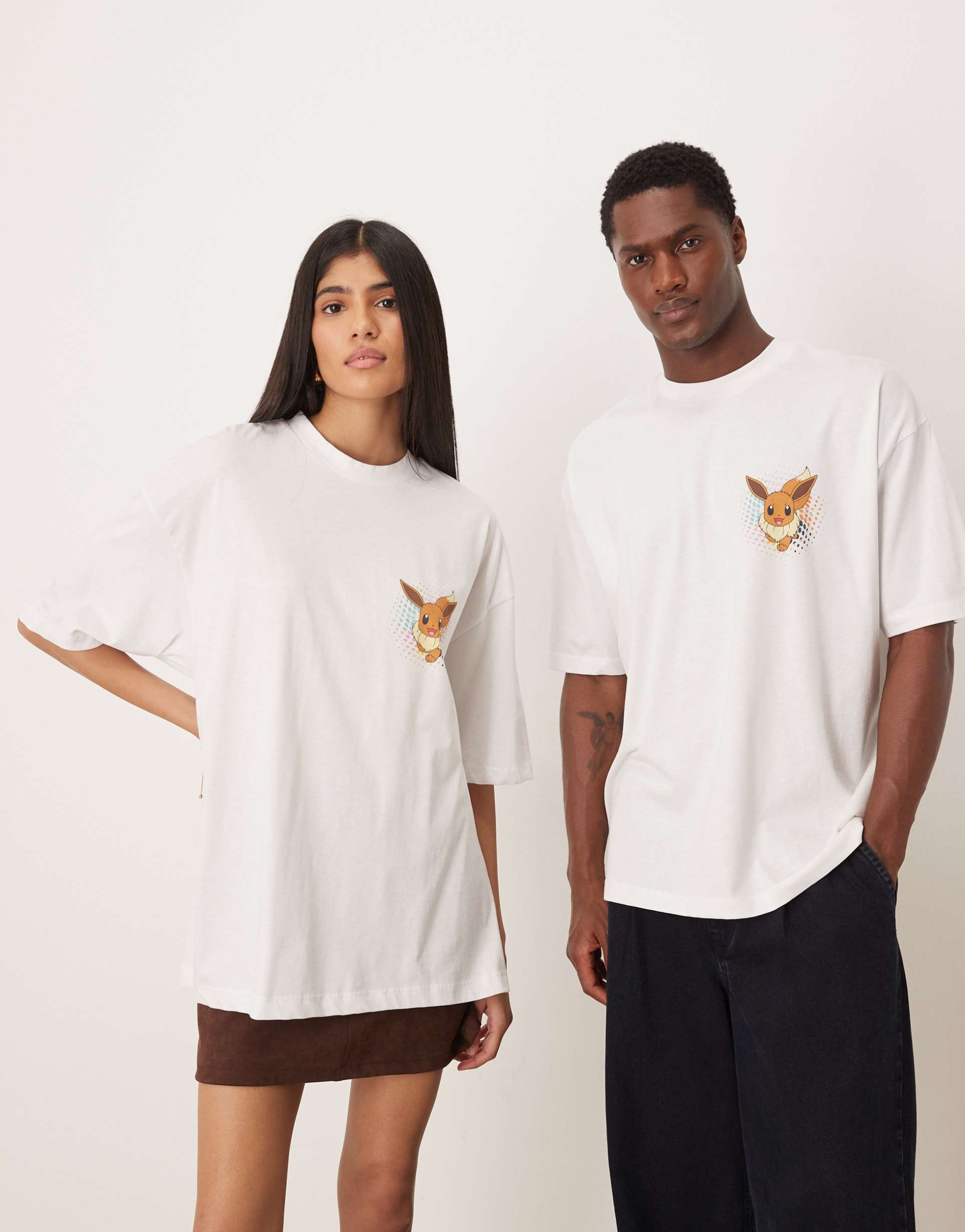 asos design unisex oversized t-shirt with pokémon print in white