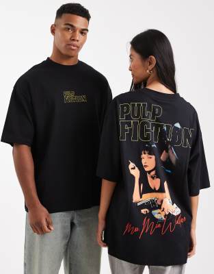 Asos Design Unisex Oversized T-shirt With Pulp Fiction Print In Black