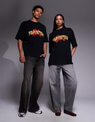 Asos Design Unisex Oversized T-shirt With Pulp Fiction Print In Black