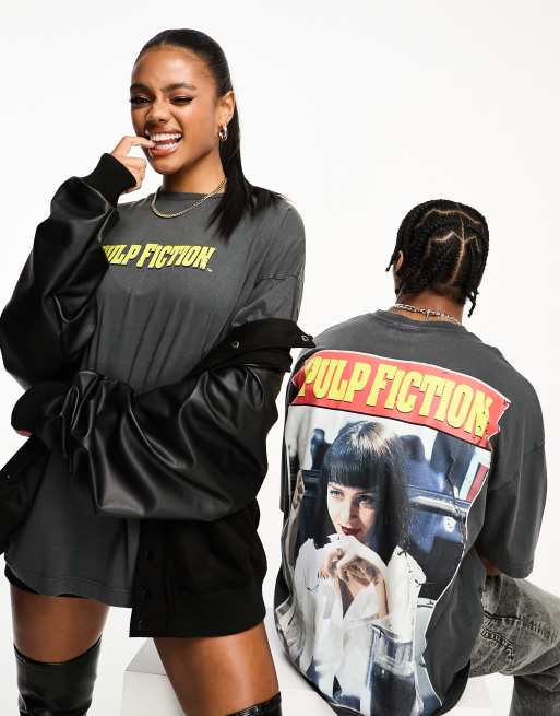 Asos Design Unisex Oversized T Shirt With Pulp Fiction Prints In Washed