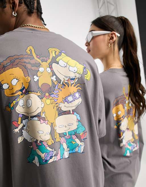 ASOS DESIGN unisex oversized t shirt with Rugrats print in charcoal