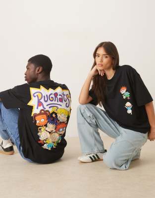 Asos Design Unisex Oversized T-shirt With Rugrats Prints In Black