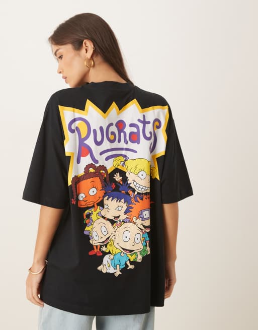 ASOS DESIGN Unisex oversized t-shirt with Rugrats prints in black