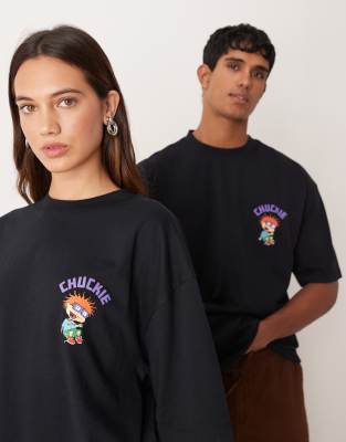 Asos Design Unisex Oversized T-shirt With Rugrats Prints In Black