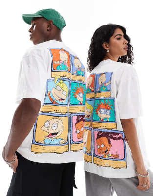Asos Design Unisex Oversized T-shirt With Rugrats Prints In White