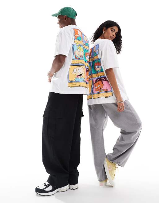 ASOS DESIGN unisex oversized t-shirt with Rugrats prints in white