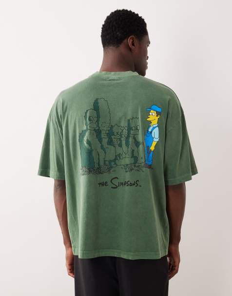 ASOS DESIGN unisex oversized t-shirt with Simpsons print in green - view 1