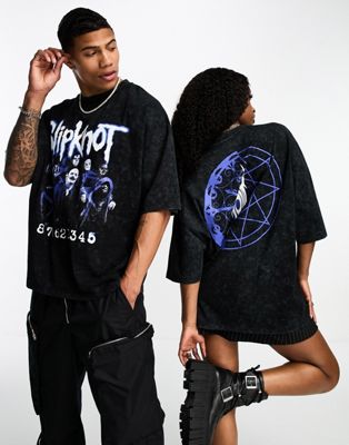 ASOS DESIGN unisex oversized t-shirt with Slipknot prints in black