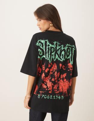 Asos Design Unisex Oversized T-shirt With Slipknot Prints In Black