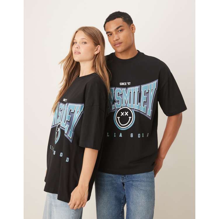 ASOS DESIGN Unisex oversized t-shirt with Smile print in