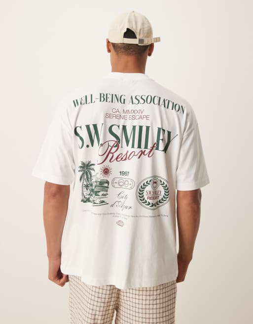 ASOS DESIGN unisex oversized t-shirt with Smile print in white