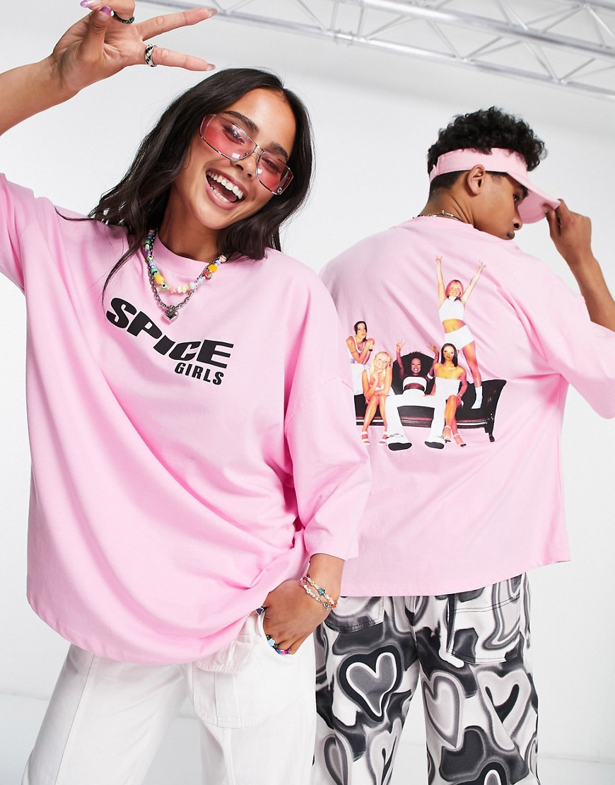 ASOS DESIGN unisex oversized T-shirt with Spice Girls print in pink