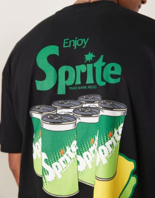 Asos Design Unisex Oversized T-shirt With Sprite Prints In Black