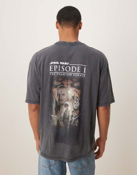 ASOS DESIGN unisex oversized t-shirt with Star Wars Episode I prints in washed black - view 2