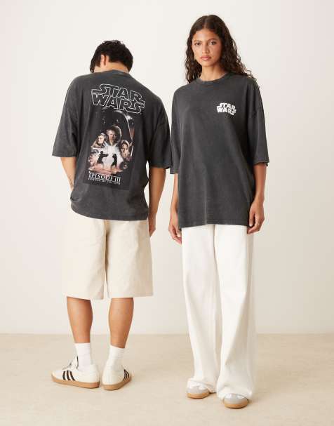 ASOS DESIGN unisex oversized t-shirt with Star Wars Episode III prints in washed black - view 2