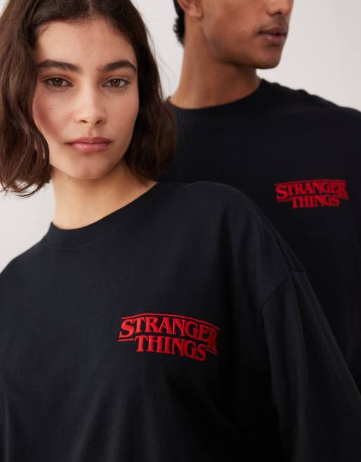 ASOS DESIGN unisex oversized t-shirt with Stranger Things embroidery in black, 3 of 4