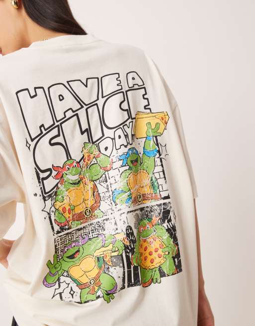 boohoo MAN★半袖 Teenage Mutant Ninja Turtles Tシャツ★白★ ASOS DESIGN unisex oversized t-shirt with Teenage Mutant